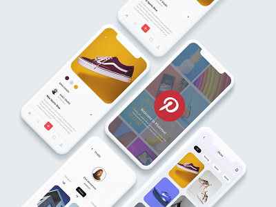 Pinterest Redesign Challenge app clean color concept daily ui dailyui design dribbblers element freebie interface material minimal mobile pinterest redesign typography ui uiux user interface