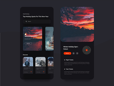 Holiday Trip App app challenge clean color creative dailyui dark design dribbblers dribbbleweeklywarmup graphic design holiday minimal mobile playoff rebound trends typography uiux user interface