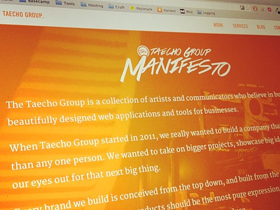 Taecho Tease manifesto orange taecho white