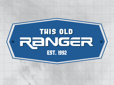 This old Ranger badge blue ford ranger white