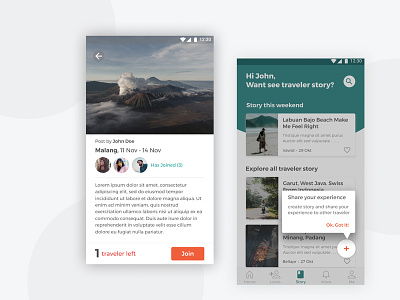 Traveler Platform App android app clean design share travel travelers traveling ui