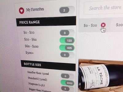 Query Results / Toggle clean flat minimal price query result slider toggle wine