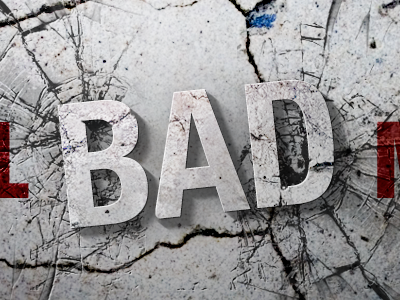 Feel Bad Movies 3d banner concrete cracked movies texture typography