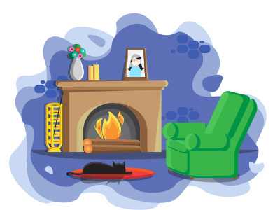 sitting by the fireplace clipart