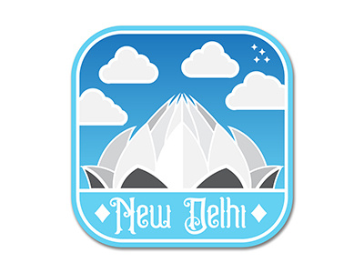 New Delhi City Badge badge city delhi illustration india lotus temple new delhi