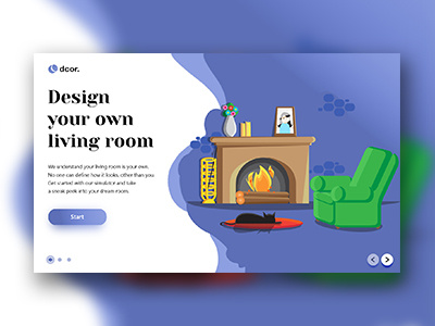 Living Room UI character gradient illustration landing page ui uiux user interface ux web design website