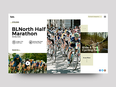 Cycling Competition UI competition cycling landing page list ui uiux user interface ux web design website