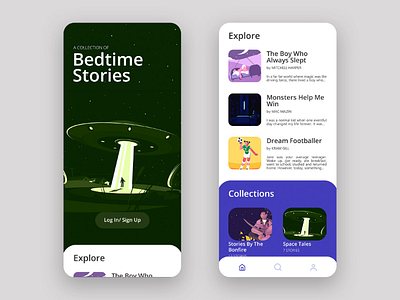 Stories App Concept author bed bedtime mobile app mobile app design stories story ui uiux user interface ux website writer