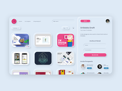 Dribbble Neumorphic Redesign | 1 Invite Giveaway