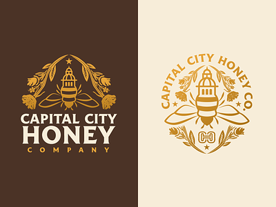 Capital City Honey Company bee capital flower honey illustration logo star