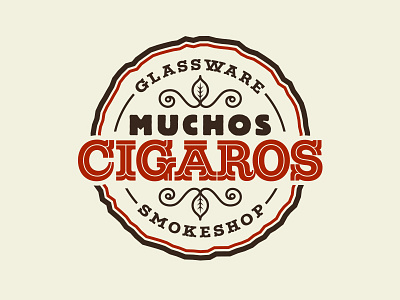 Muchos Cigaros badge cigar leaf logo smoke smokeshop