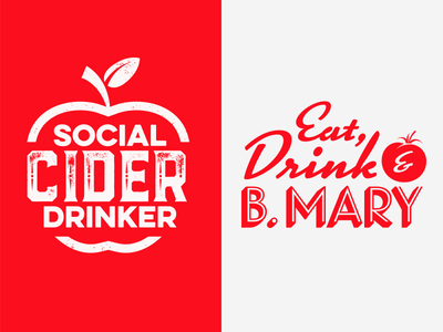 Social Cider & Bloody Mary apple badge bloody mary cider drink food lockup restaurant tomato typography