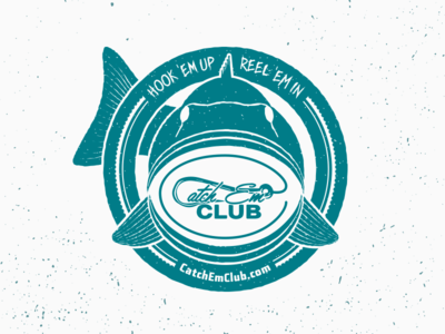 Catch 'Em Club badge bass circle fish fishing hook reel
