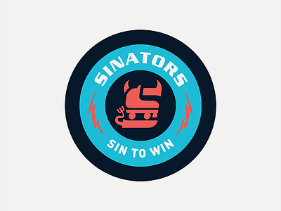 Sinators Roller Derby Team badge bolt devil logo roller derby s skate vector