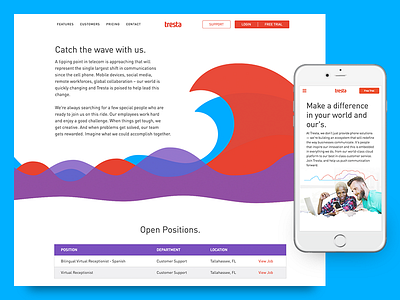 Tresta Website - Careers illustration mobile responsive ui wave website
