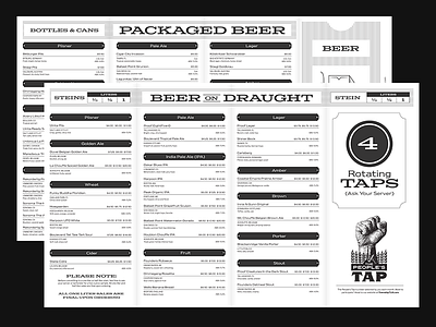 Township beer menu ticket township twp
