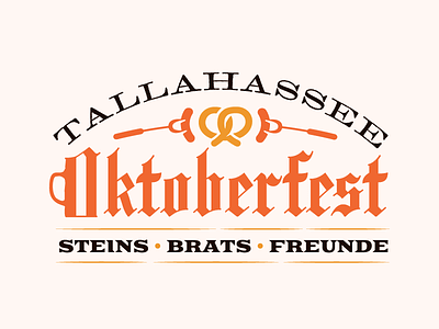 Tallahassee Oktoberfest blackletter brat german logo oktoberfest pretzel typography