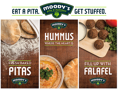Moody's Pita & Hummus Posters branding food hummus identity photography pita posters restaurant shawarma typography