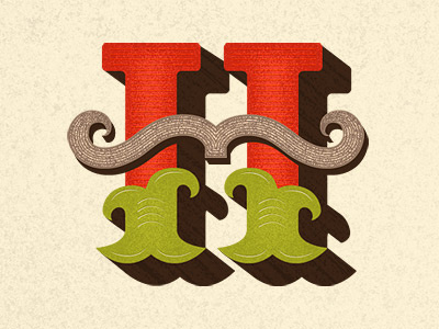 Alphabout - H alphabout h handlebar lettering mustache texture typography