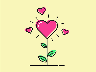 Simple Flower Icon design green icon illustrator pink