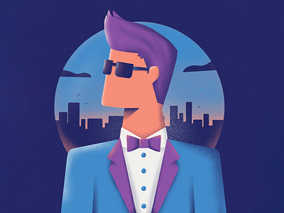 Bravo Meets Kingsman blue city colour design illustration man procreate suit