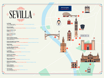H10 map, Sevilla editorial history hotel icon illustration magazine map monuments sevilla spain tourist vector