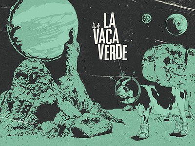 La Vaca Verde Restaurant cow design fifties graphic green illustration logo restaurant sixties vintage