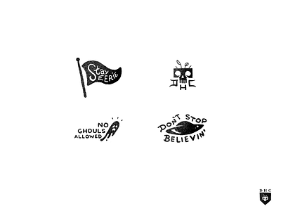 Dead Head Club mottos alien club clubs dead flag flying saucer ghost ghosts ghoul ghouls hand drawn horror illustration occult paranormal procreate secret society skull space ufo