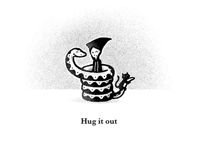 Hug It Out anaconda animal cat drawing grimreaper hand drawn hug illustration kitten kitty procreate secret society skull