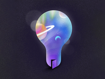 External Innovation colorful dark door idea ideation illustration innovation light bulb outer space planet planets procreate saturn space