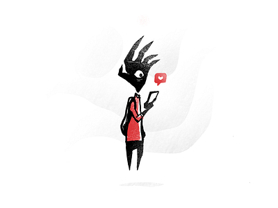 Like Me? character character design concept art drawing heart illustration instagram iphone like occult phone procreate procreate art secret society