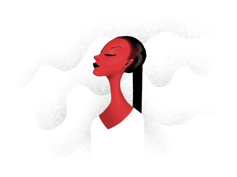 Quiet Calm black hair character character design concept concept art female female character hand drawn illustration ponytail procreate red red color