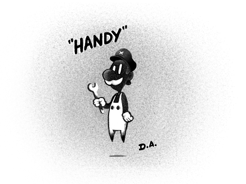 Handy Man character design hand drawn handyman illustration luigi mario mario bros negative space nintendo procreate