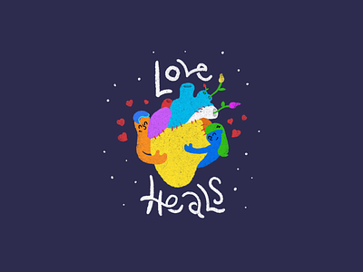 Love Heals flower flowers hand drawn healing heals health heart hearts hug hugs illustration love procreate