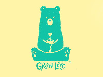 Grow Love bear drawing grow love growing growth hand drawn heart hearts illustration love peace plant positive positive vibes positivity procreate