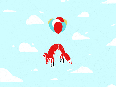 Flying Fox animal balloon balloons blue sky flying fox fox illustration foxes hand drawn illustration procreate woodland