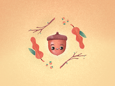 Happy Acorn acorn acorns cute cute art cute illustration illustration leaves procreate thanksgiving thanksgiving day