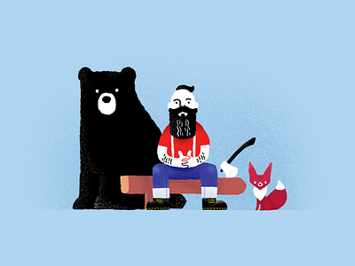 Familia - character concepts animal axe bear beard bears fox hand drawn illustration lumberjack procreate