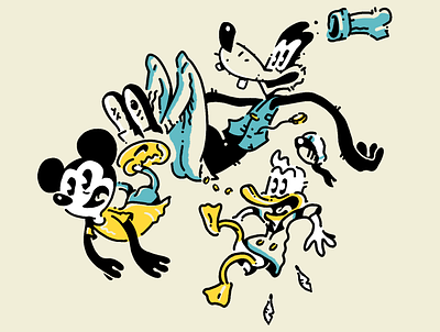 Flying Friends animal cartoon cartoon character cartoons disney donald duck goofy hand drawn illustration mickey mickey mouse procreate