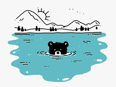Dip animal bear bears drawing hand drawn illustration lake negative space procreate wildlife