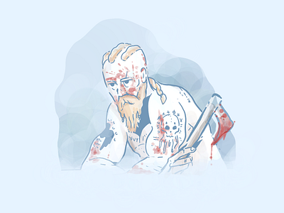 Thoughtful Viking axe blood drawing hand drawn illustration procreate valhalla viking vikings voilent