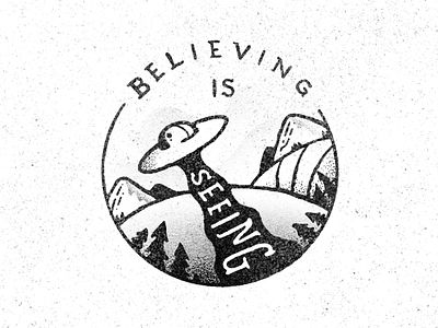 Believing is Seeing alien aliens believe believing hand drawn illustration negative space occult open mind procreate science fiction scifi space supernatural ufo ufos