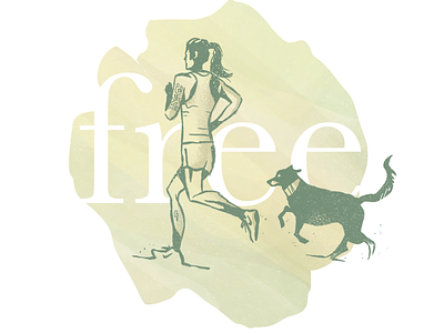 Be Free dog exercise free freedom hand drawn illustration meditate mental health mental wellness procreate run runner running wellness