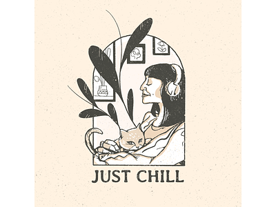 Just Chill cat chill drawing hand drawn illustration justchill kitten mental health mental wellness mind health mindful mindfulness peace peaceful procreate relax relaxation relaxing wellness