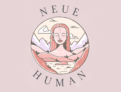Neue Human calm female hand drawn human human being illustration landscape mental wellbeing mental wellness mountains peace peaceful procreate serene woman