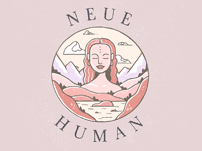 Neue Human calm female hand drawn human human being illustration landscape mental wellbeing mental wellness mountains peace peaceful procreate serene woman