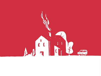 Red House house illustration landscape negative space procreate