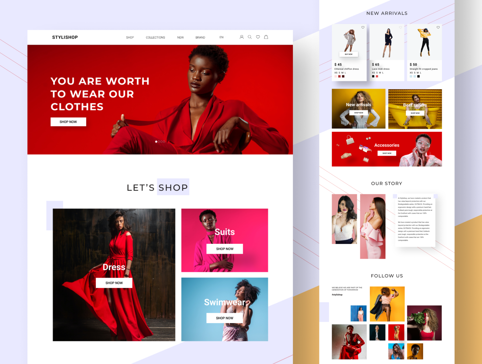 STYLISHOP - Fashion E-commerce landing page by Yevgeniia Galushchak on ...