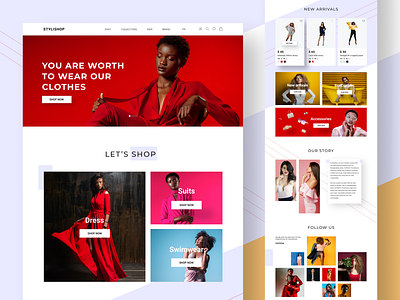 STYLISHOP - Fashion E-commerce landing page bussiness clothes color design ecommerce fashion modern onlinestore shop store ui ux