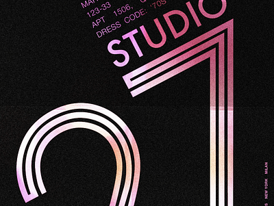 Studio 27 disco invitation invite typeface vintage visual design